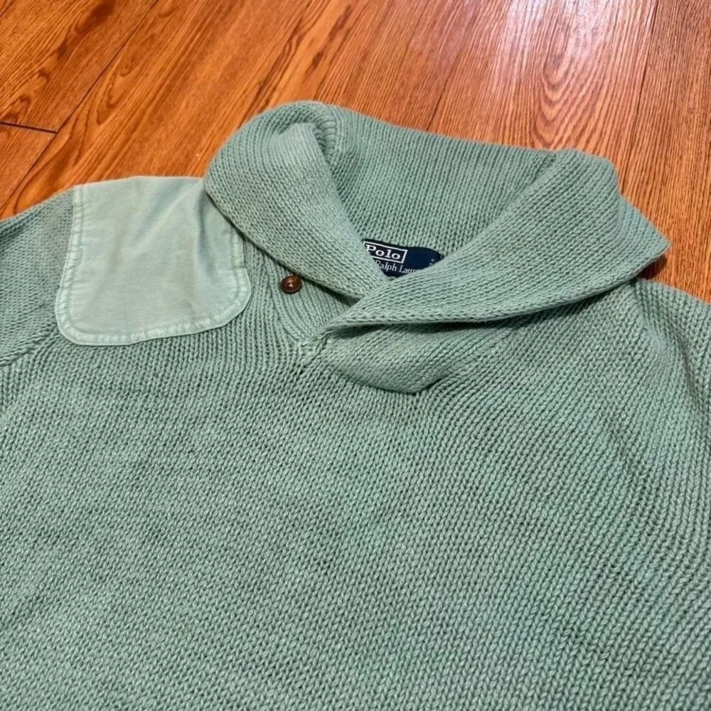Polo‎ Ralph Lauren Men's Sweater Linen Knit Mint Padded Preppy Size Large
